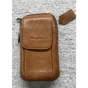 Hengwin Genuine Leather Phone Things‎ Crossbody Bag with Out Strap Brown